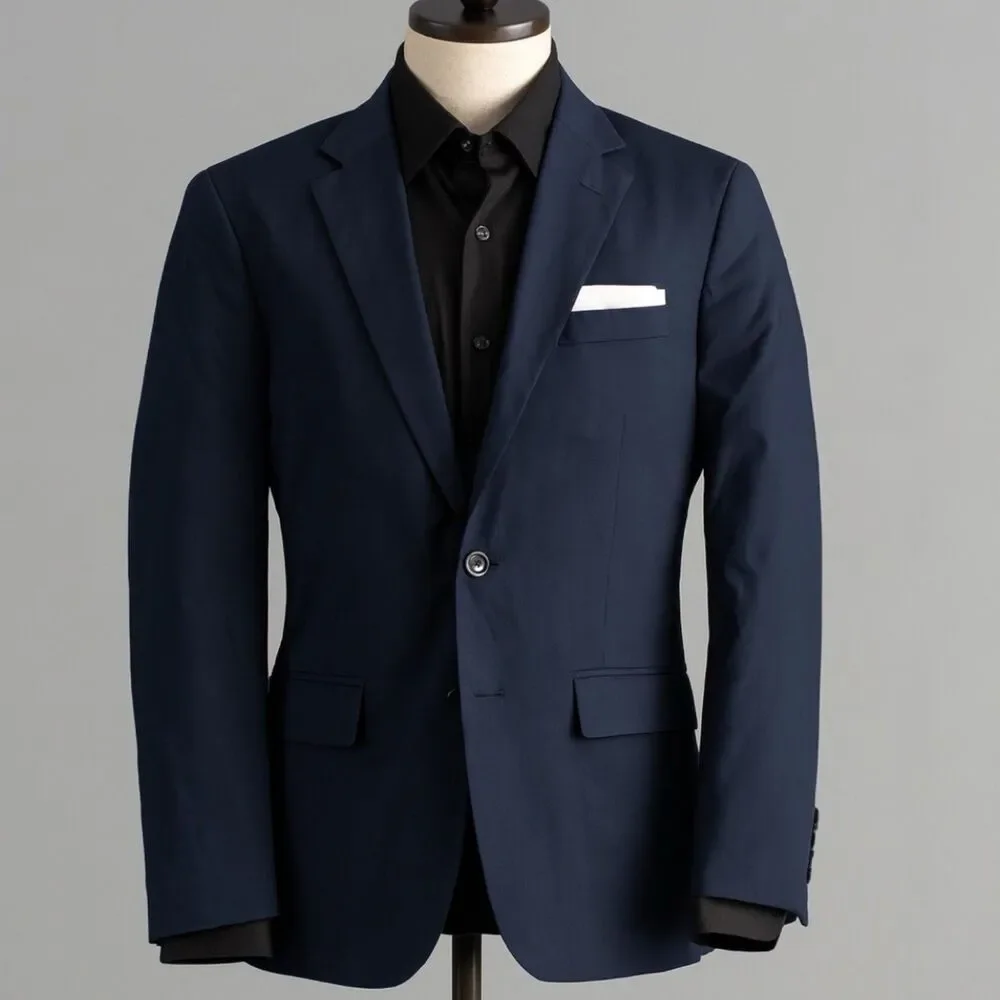 J Crew Mens 44L Thompson Navy Blue Stretch Suit Jacket Blazer BA491 Wool Blend